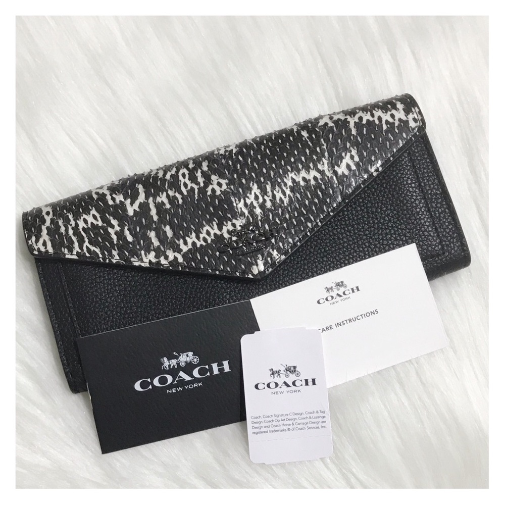 NWT! Coach Color Block Exotic Snake Python Wallet